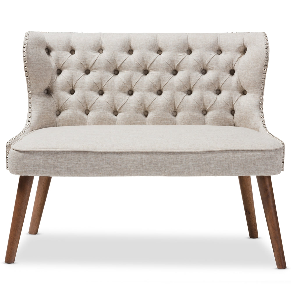Baxton Studio - Scarlett Loveseat in Light Beige/Walnut Brown - BBT8017-LS-Beige-H1217-3 view 2