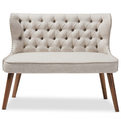 Baxton Studio - Scarlett Loveseat in Light Beige/Walnut Brown - BBT8017-LS-Beige-H1217-3 view 2
