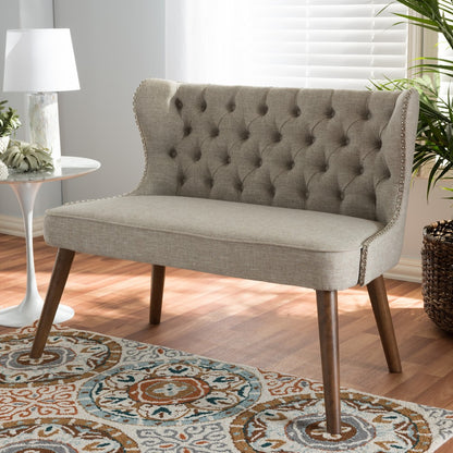 Baxton Studio - Scarlett Loveseat in Light Beige/Walnut Brown - BBT8017-LS-Beige-H1217-3 view 6