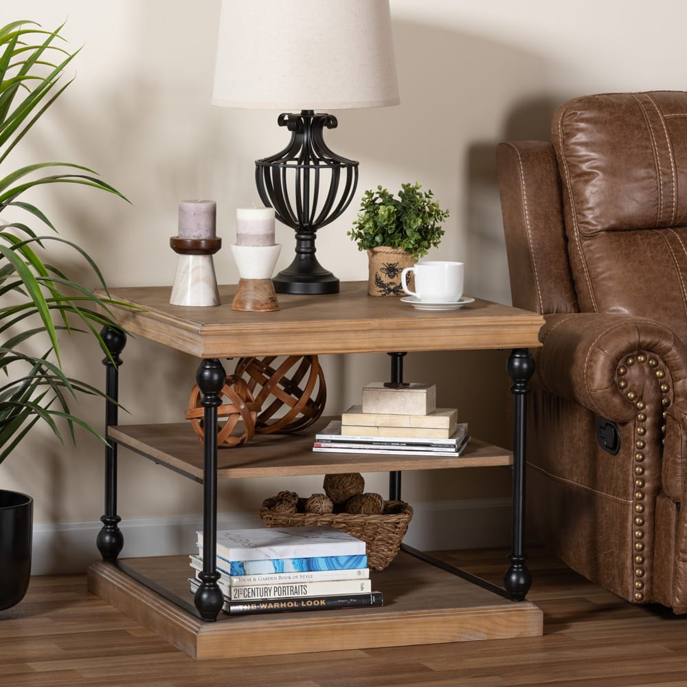 Baxton Studio - Sebastian End Table in Greywashed/Black - JY20B126-Grey Oak-ET view 6