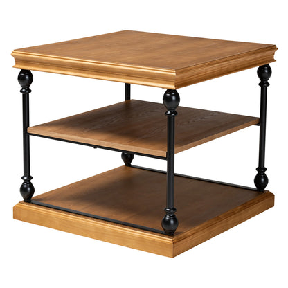 Baxton Studio - Sebastian End Table in Oak Brown/Black - JY20B125-Brown Oak-ET view 1