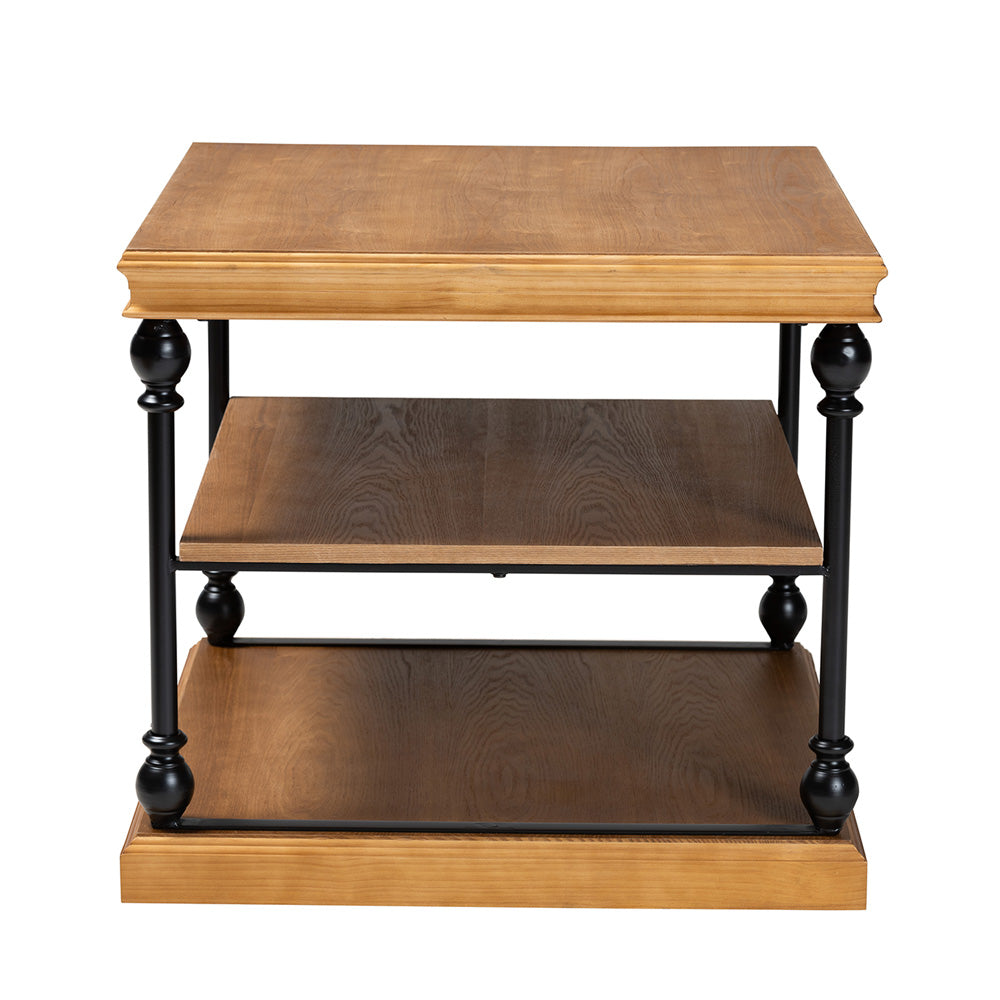 Baxton Studio - Sebastian End Table in Oak Brown/Black - JY20B125-Brown Oak-ET view 3