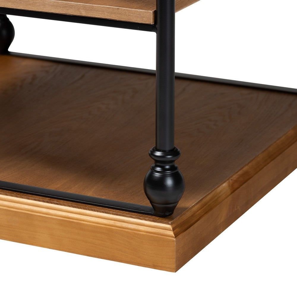 Baxton Studio - Sebastian End Table in Oak Brown/Black - JY20B125-Brown Oak-ET view 4