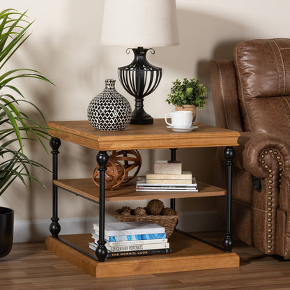 Baxton Studio - Sebastian End Table in Oak Brown/Black - JY20B125-Brown Oak-ET view 6