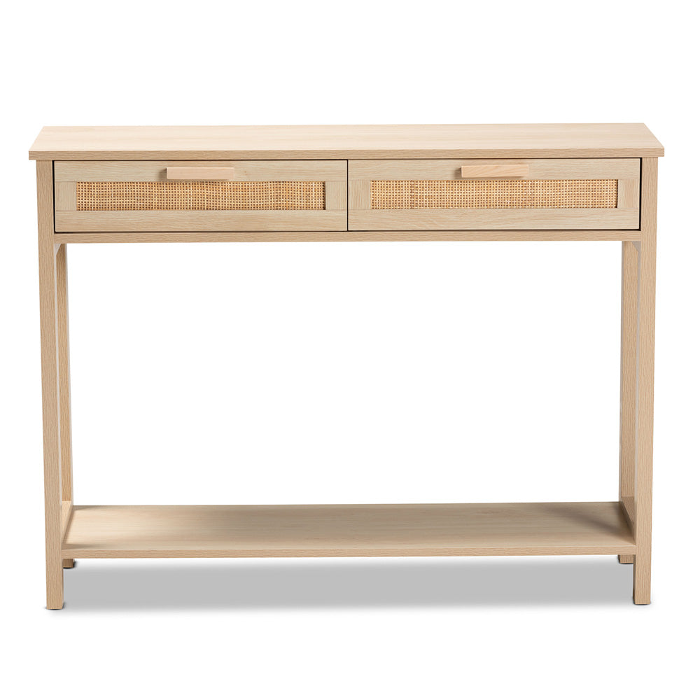 Baxton Studio - Sebille Console Table in Light Brown - LC21020907-Rattan-2DW-Console Table view 3