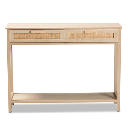 Baxton Studio - Sebille Console Table in Light Brown - LC21020907-Rattan-2DW-Console Table view 3