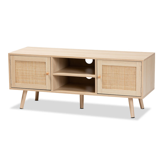 Baxton Studio - Sebille TV Stand in Light Brown - LCF19046-Rattan-TV Stand view 1