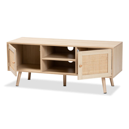 Baxton Studio - Sebille TV Stand in Light Brown - LCF19046-Rattan-TV Stand view 3