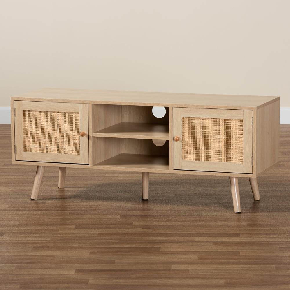 Baxton Studio - Sebille TV Stand in Light Brown - LCF19046-Rattan-TV Stand view 7
