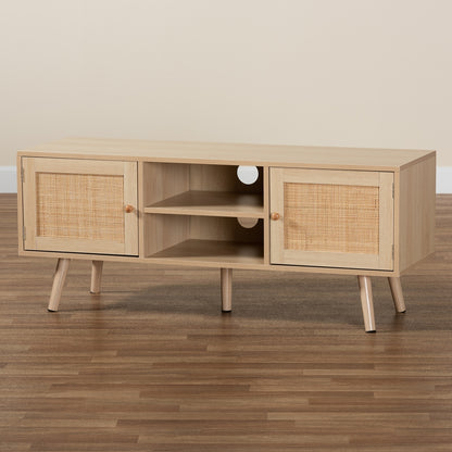 Baxton Studio - Sebille TV Stand in Light Brown - LCF19046-Rattan-TV Stand view 7