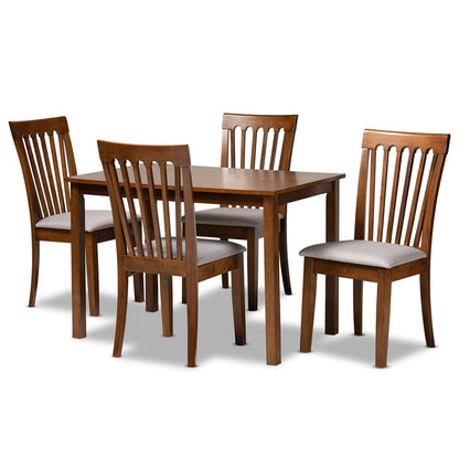 Baxton Studio - Seda Dining Set in Grey/walnut brown - Seda-Grey/Walnut-5PC Dining Set view 1