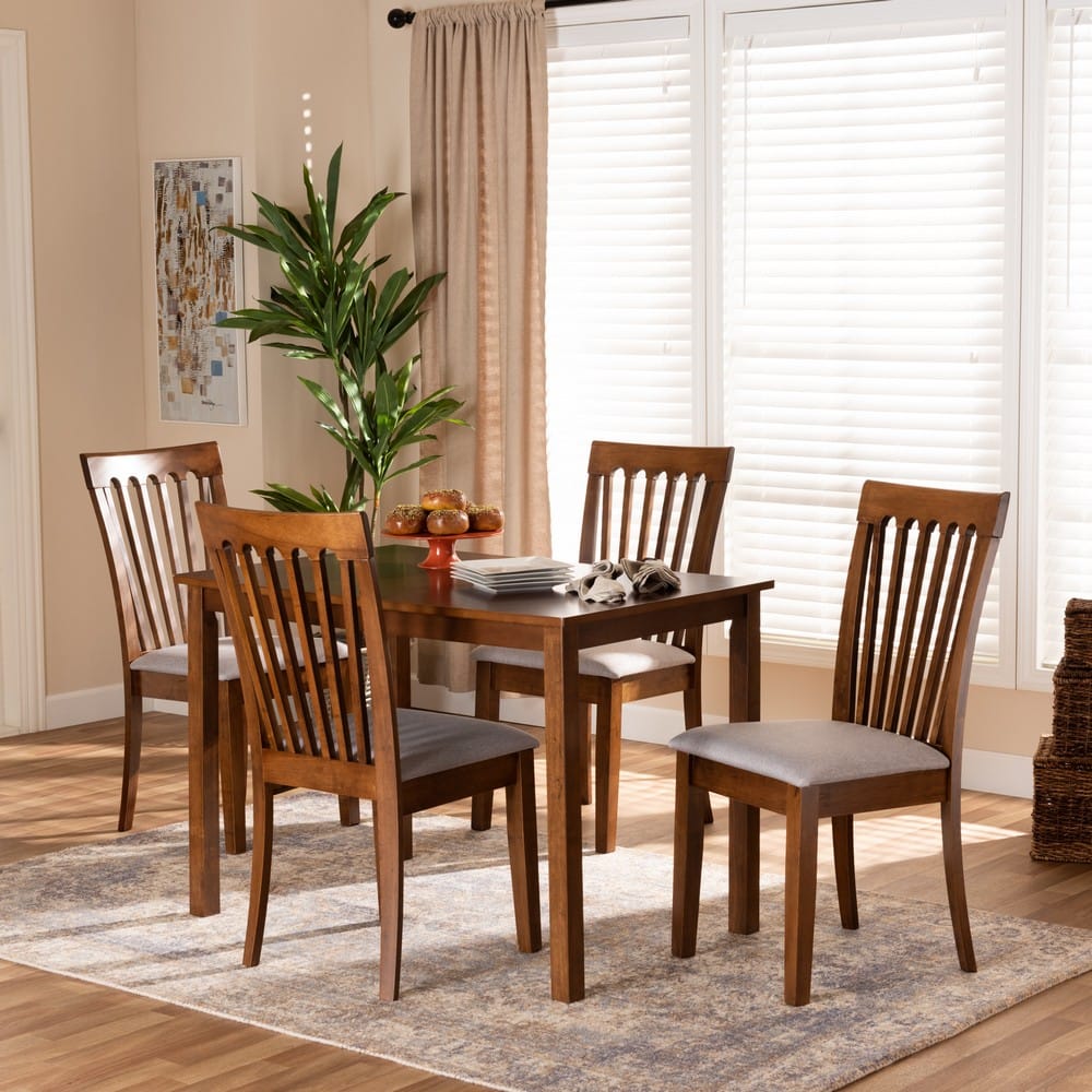 Baxton Studio - Seda Dining Set in Grey/walnut brown - Seda-Grey/Walnut-5PC Dining Set view 7