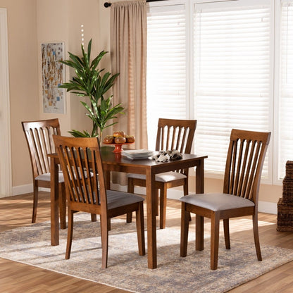 Baxton Studio - Seda Dining Set in Grey/walnut brown - Seda-Grey/Walnut-5PC Dining Set view 7