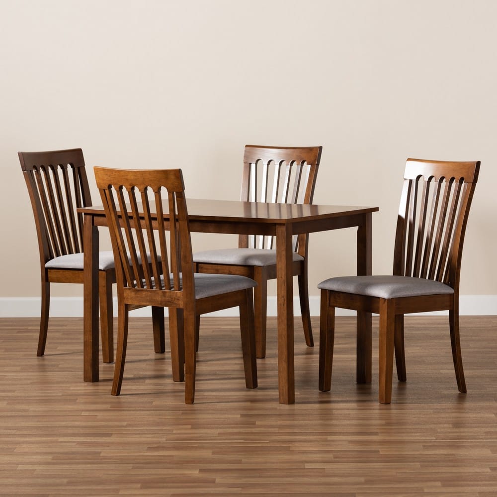 Baxton Studio - Seda Dining Set in Grey/walnut brown - Seda-Grey/Walnut-5PC Dining Set view 8