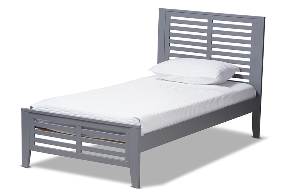 Baxton Studio - Sedona Twin Size Bed - HT1704-Grey-Twin view 1