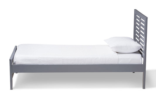 Baxton Studio - Sedona Twin Size Bed - HT1704-Grey-Twin view 2