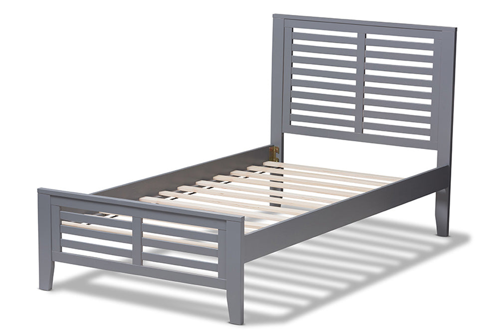 Baxton Studio - Sedona Twin Size Bed - HT1704-Grey-Twin view 3
