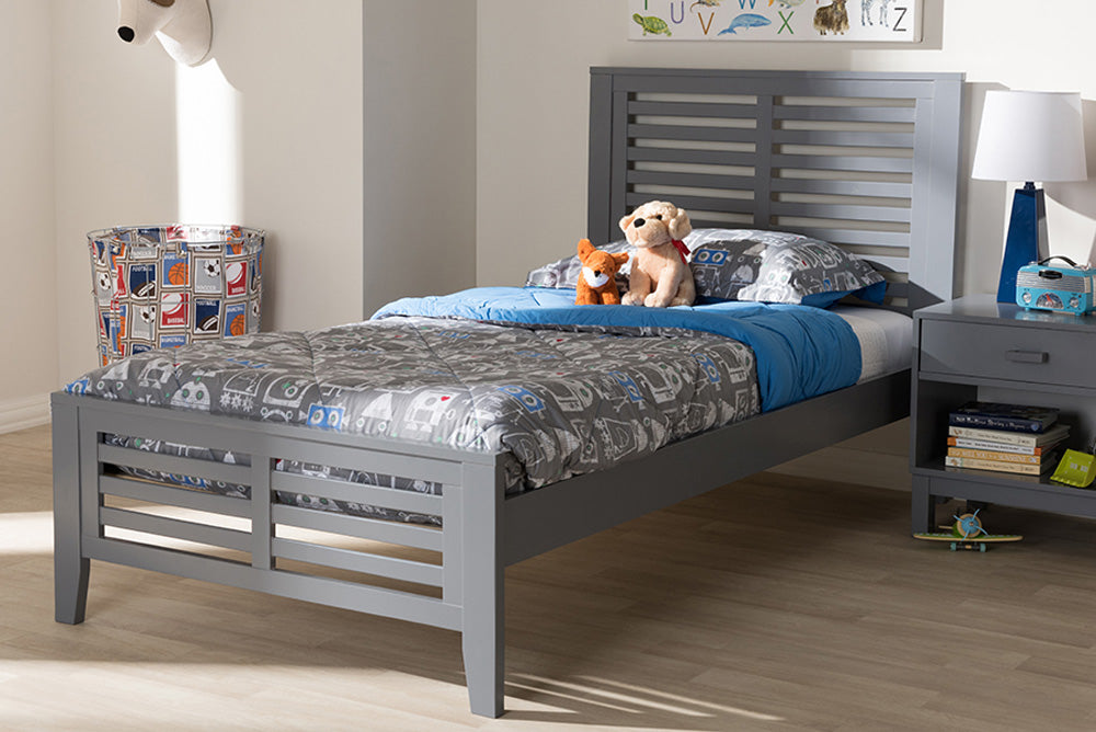 Baxton Studio - Sedona Twin Size Bed - HT1704-Grey-Twin view 5