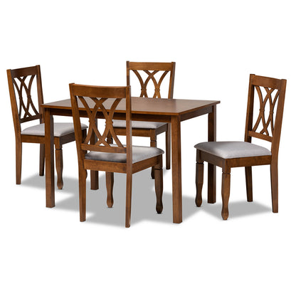 Baxton Studio - Sefa Dining Set in Grey/Walnut - Sefa-Grey/Walnut-5PC Dining Set view 1