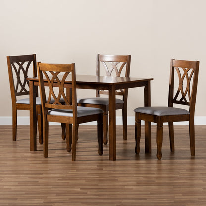 Baxton Studio - Sefa Dining Set in Grey/Walnut - Sefa-Grey/Walnut-5PC Dining Set view 8