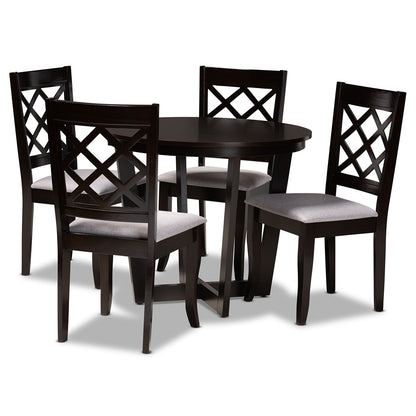 Baxton Studio - Selby Dining Set in Grey/Dark Brown - Selby-Grey/Dark Brown-5PC Dining Set view 1