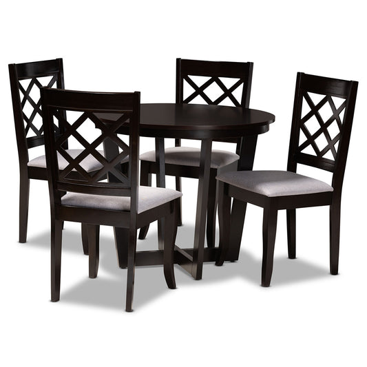 Baxton Studio - Selby Dining Set in Grey/Dark Brown - Selby-Grey/Dark Brown-5PC Dining Set view 1