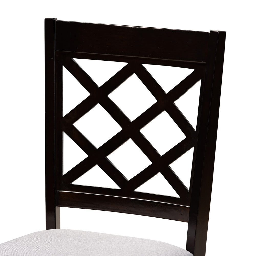Baxton Studio - Selby Dining Set in Grey/Dark Brown - Selby-Grey/Dark Brown-5PC Dining Set view 5