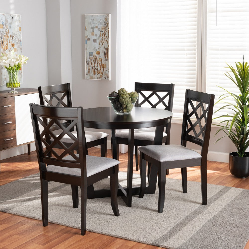 Baxton Studio - Selby Dining Set in Grey/Dark Brown - Selby-Grey/Dark Brown-5PC Dining Set view 7