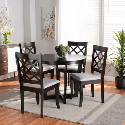 Baxton Studio - Selby Dining Set in Grey/Dark Brown - Selby-Grey/Dark Brown-5PC Dining Set view 7