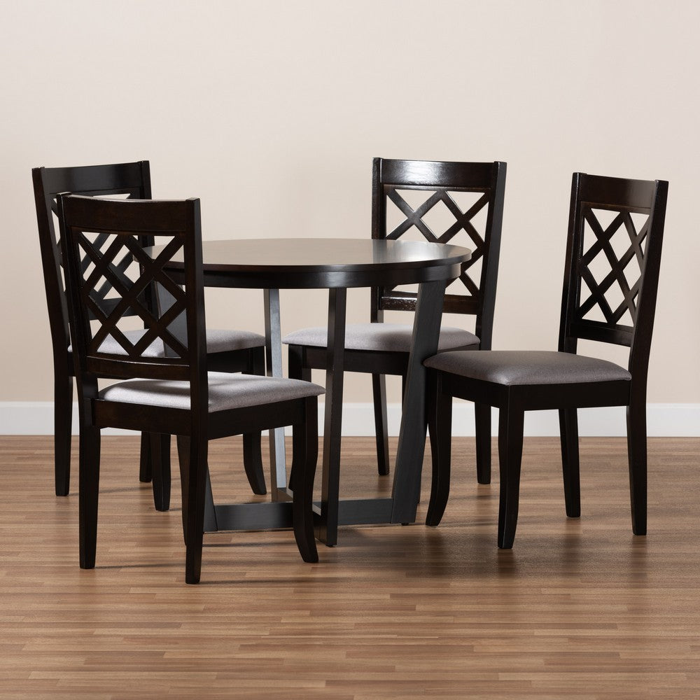 Baxton Studio - Selby Dining Set in Grey/Dark Brown - Selby-Grey/Dark Brown-5PC Dining Set view 8