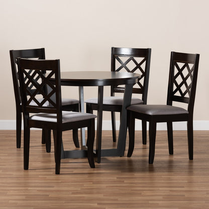 Baxton Studio - Selby Dining Set in Grey/Dark Brown - Selby-Grey/Dark Brown-5PC Dining Set view 8
