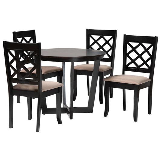 Baxton Studio - Selby Dining Set in Sand/Dark Brown - Selby-Sand/Dark Brown-5PC Dining Set view 1