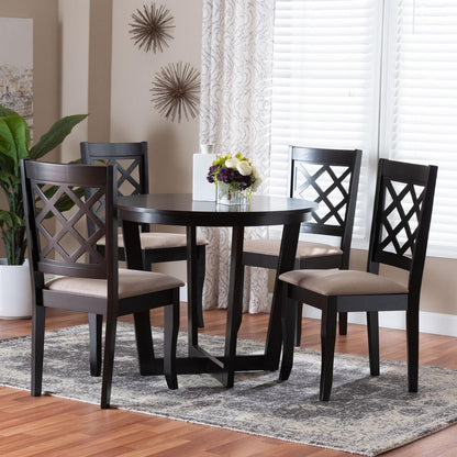 Baxton Studio - Selby Dining Set in Sand/Dark Brown - Selby-Sand/Dark Brown-5PC Dining Set view 8