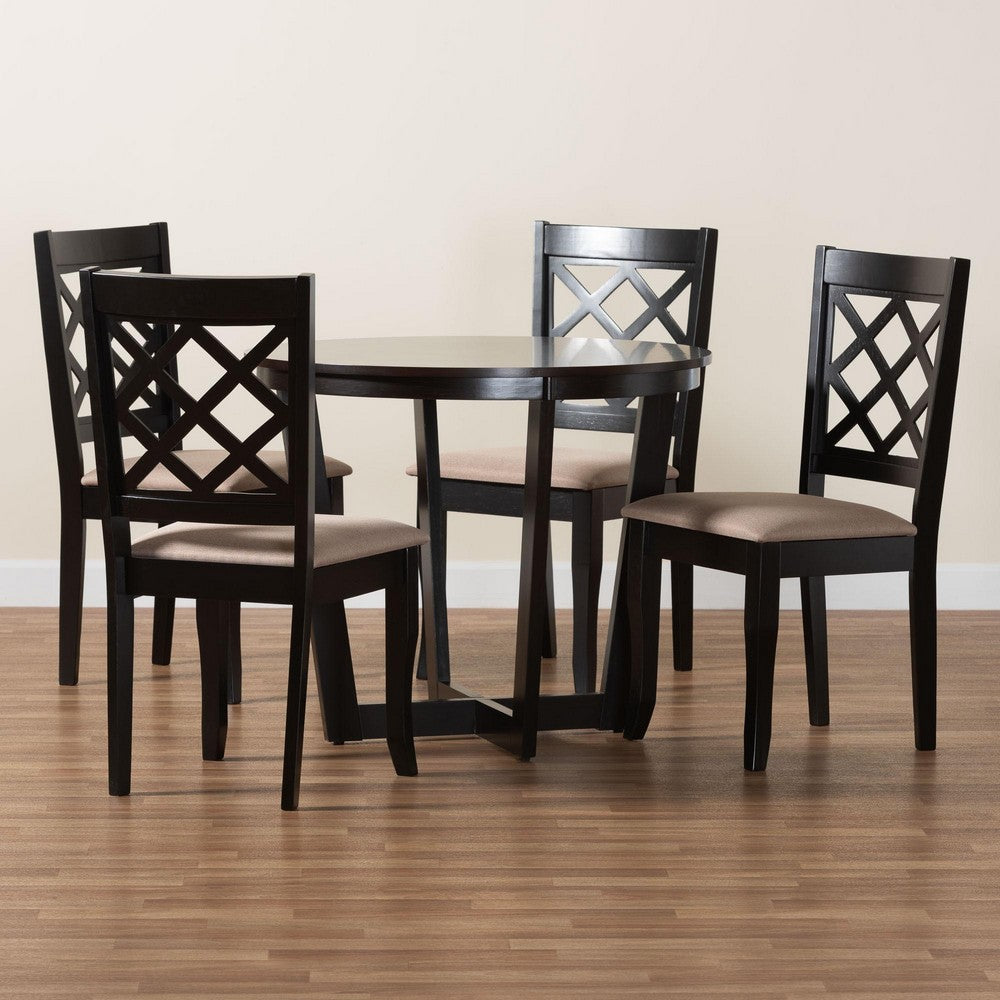 Baxton Studio - Selby Dining Set in Sand/Dark Brown - Selby-Sand/Dark Brown-5PC Dining Set view 9