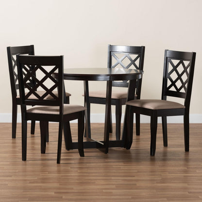 Baxton Studio - Selby Dining Set in Sand/Dark Brown - Selby-Sand/Dark Brown-5PC Dining Set view 9