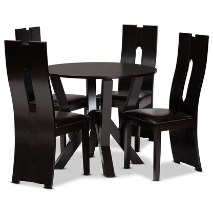 Baxton Studio - Senan Dining Set in Dark Brown/Espresso Brown - Senan-Dark Brown-5PC Dining Set view 1