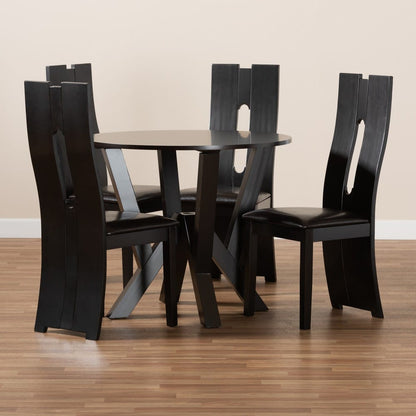 Baxton Studio - Senan Dining Set in Dark Brown/Espresso Brown - Senan-Dark Brown-5PC Dining Set view 8
