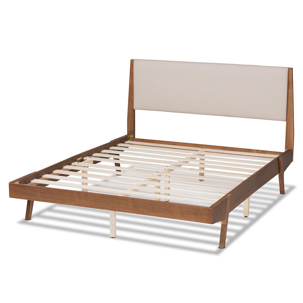 Baxton Studio - Senna Full Size Bed in Beige/Walnut Brown - MG0008S-Beige/Walnut-Full view 3