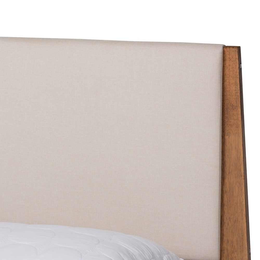 Baxton Studio - Senna Full Size Bed in Beige/Walnut Brown - MG0008S-Beige/Walnut-Full view 4