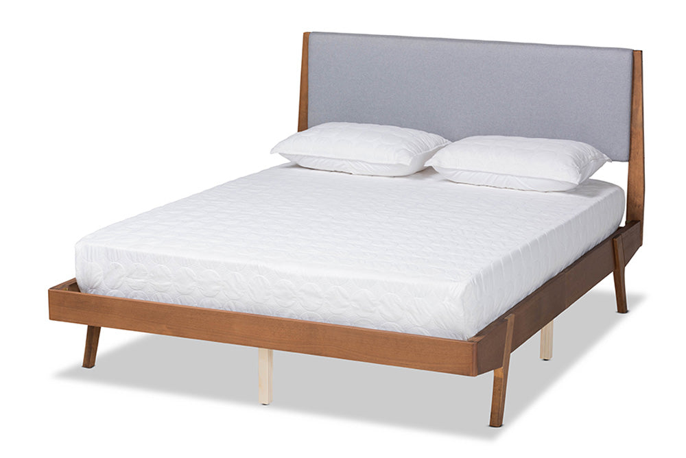 Baxton Studio - Senna King Size Bed - MG0008S-Light Grey/Walnut-King view 1