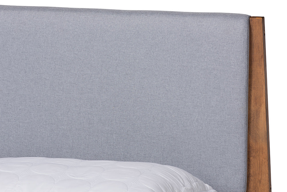 Baxton Studio - Senna King Size Bed - MG0008S-Light Grey/Walnut-King view 4