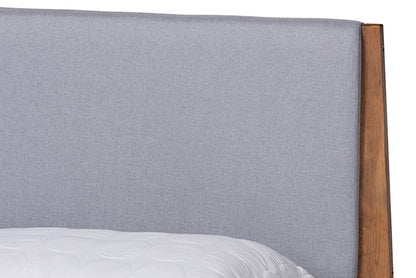 Baxton Studio - Senna King Size Bed - MG0008S-Light Grey/Walnut-King view 4