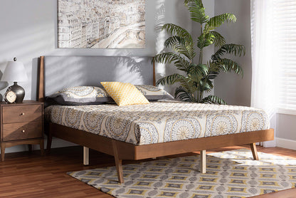 Baxton Studio - Senna King Size Bed - MG0008S-Light Grey/Walnut-King view 5
