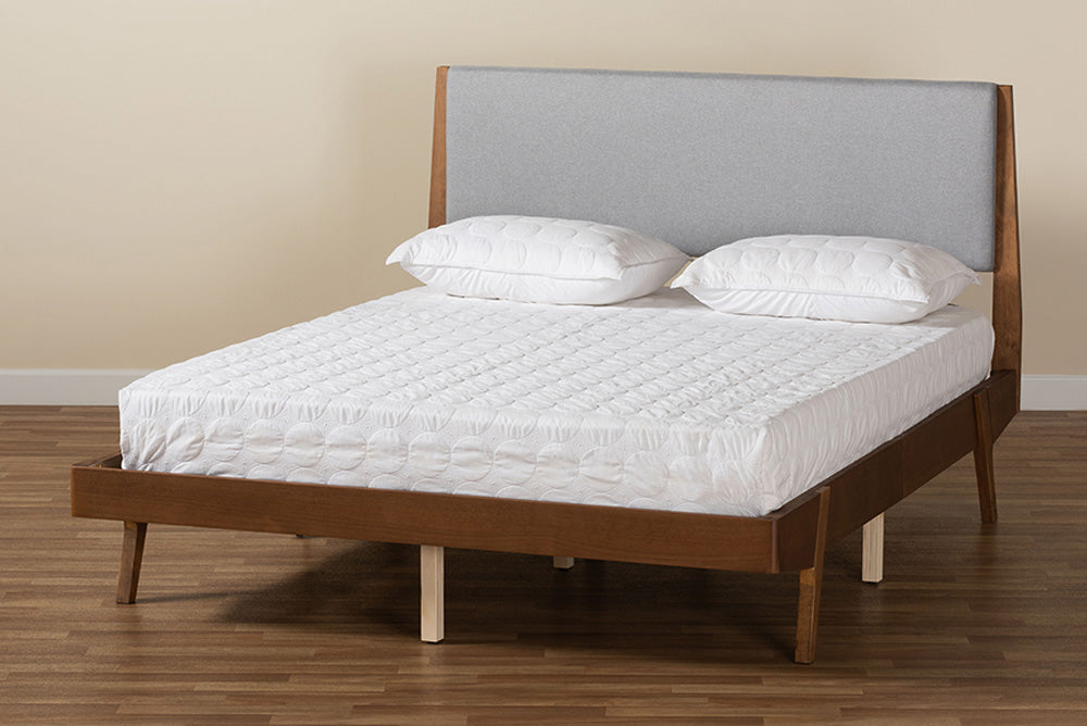 Baxton Studio - Senna King Size Bed - MG0008S-Light Grey/Walnut-King view 8
