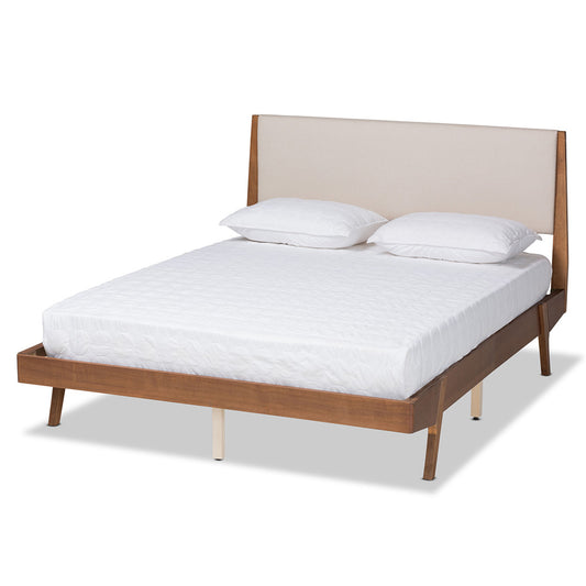 Baxton Studio - Senna Queen Size Bed in Beige/Walnut Brown - MG0008S-Beige/Walnut-Queen view 1