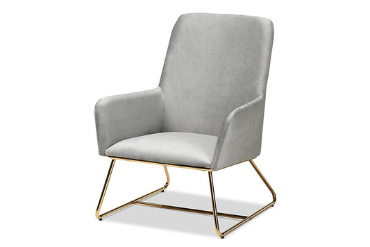Baxton Studio - Sennet Chair - SF1802-Grey Velvet/Gold-CC view 1