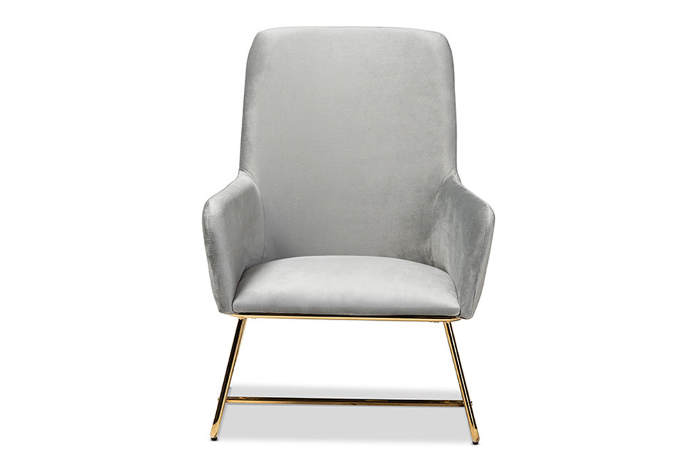 Baxton Studio - Sennet Chair - SF1802-Grey Velvet/Gold-CC view 2