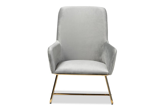Baxton Studio - Sennet Chair - SF1802-Grey Velvet/Gold-CC view 2