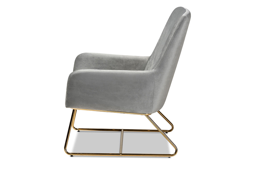 Baxton Studio - Sennet Chair - SF1802-Grey Velvet/Gold-CC view 3