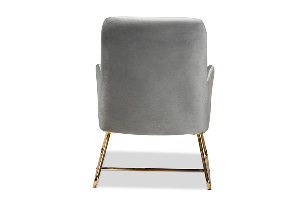 Baxton Studio - Sennet Chair - SF1802-Grey Velvet/Gold-CC view 4